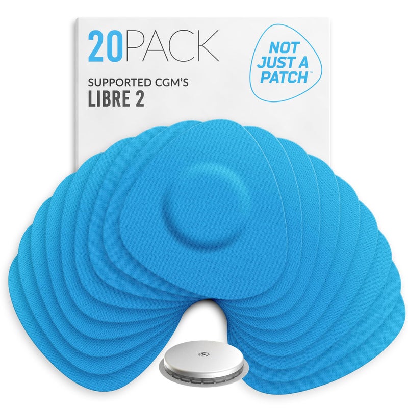 Not Just A Patch Freestyle Libre 2 Sensor Covers (20 Pack) Lingo CGM Patches for Freestyle Libre 2 - Water Resistant & Durable for 10-14 Days - Blue - Image 1
